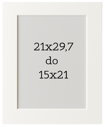 Passe-partout 21x29,7 do 15x21 w kolorze białym