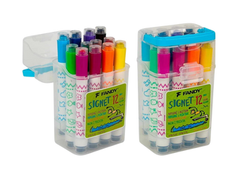 Kolorowe markery Signet z pieczątką 12 kolorów