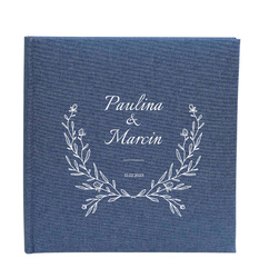 Album klasyczny Linen Blue 40 czarnych stron, personalizacja Ślub