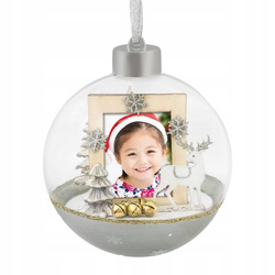 Bombka świąteczna na zdjęcie 3,5x4,5 Silver Prezent Święta
