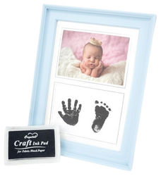 Ramka na zdjęcie 7x10 błękitna + odcisk rączki stopy