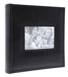 Album kieszeniowy na 200 zdjęć 10x15 czarna ekoskóra z okienkiem