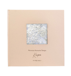 Album kieszeniowy na 200 zdjęć 10x15 Belize Beige z okienkiem, personalizacja Komunia Św.