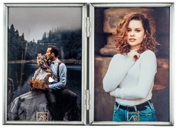 Ramka na dwa zdjęcia podwójna 2x13x18 srebrna elegancka