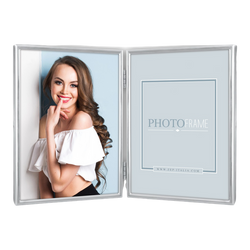 Ramka metalowa na 2 zdjęcia 13x18 srebrna Silvia