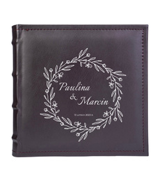 Elegancki album z ekoskóry na 200 zdjęć 10x15 SONORA brązowy, personalizacja Ślub