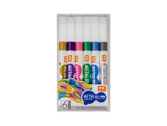 Kolorowe markery metaliczne 6 szt. efekt pędzla