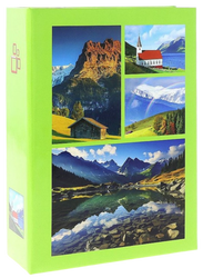 Album kieszeniowy na 100 zdjęć 10x15 zielony z widokami