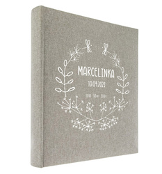 Album tradycyjny 100 stron ecru Linen Beige, personalizacja Imię Dziecka