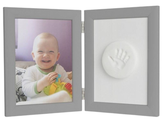 Ramka na zdjęcie 13x18 i odcisk bobasa szara