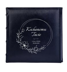 Album kieszeniowy na 200 zdjęć 10x15 SONORA czarna ekoskóra, personalizacja Dzień Taty