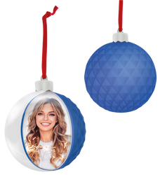Bombka świąteczna ze zdjęciem 10x10 niebieska Diamond