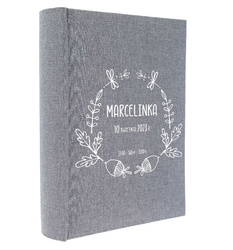 Album kieszeniowy 10x15 200 zdjęć Linen Grey, personalizacja Imię Dziecka