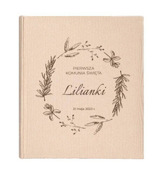 Album tradycyjny 100 stron białych Mustang Beige, personalizacja Komunia Św.