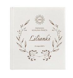 Album 24x24 biała ekoskóra 40 stron ZEP, personalizacja Komunia Św.