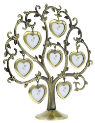 Ramka drzewko genealogiczne na 7 zdjęć złota z sercami