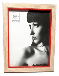 Ramka na zdjęcie 15x20 drewniana Czerwona obwódka