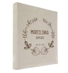 Album tradycyjny 60 czarnych stron Linen kremowy, personalizacja Imię Dziecka