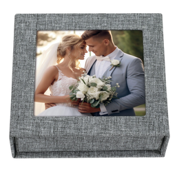 Pudełko na pendrive, drobiazgi 11x11x3 cm szary materiałowy