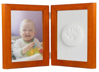 Ramka na zdjęcie 13x18 i odcisk bobasa brązowa z glinką