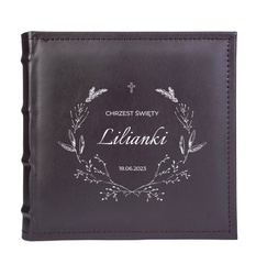 Elegancki album z ekoskóry na 200 zdjęć 10x15 SONORA brązowy, personalizacja Chrzest Św.