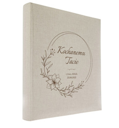 Album tradycyjny 100 stron czarnych Linen Cream, personalizacja Dzień Taty