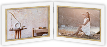 Ramka podwójna na zdjęcia 10x15 biała rozkładana