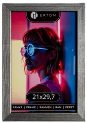 Ramka na zdjęcie 21x29,7 A4 drewniana ALPINA stare srebro