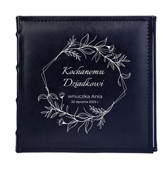 Album kieszeniowy na 200 zdjęć 10x15 SONORA czarna ekoskóra, personalizacja Dzień Dziadka