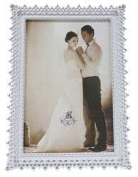 Ramka 10x15 elegancka glamour biała z kryształkami