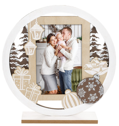 Ramka świąteczna na zdjęcie 10x15 okrąg biały