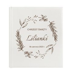 Album 24x24 biała ekoskóra 24 strony ZEP, personalizacja Chrzest Św