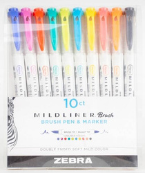 Zakreślacze Zebra Mildliner brush 10 kolorów mazaków