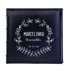 Album kieszeniowy na 200 zdjęć 10x15 SONORA czarna ekoskóra, personalizacja Imię Dziecka