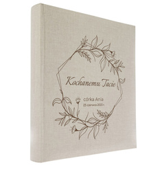 Album tradycyjny 60 czarnych stron Linen kremowy, personalizacja Dzień Taty