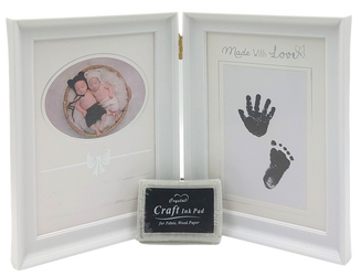 Ramka na zdjęcie 8x10 dziecięca biała na odcisk rączki nóżki