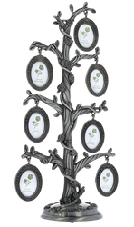 Ramka drzewko genealogiczne 7 zdjęć 3x4 cm Stare Srebro