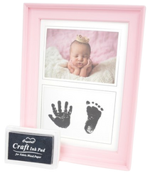 Ramka na zdjęcie 7x10 różowa + odcisk rączki stopy