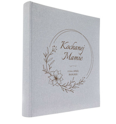 Album tradycyjny 100 stron ecru Linen Ash szary, personalizacja Dzień Mamy