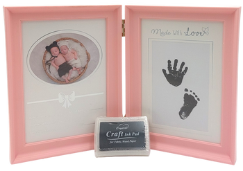 Ramka dziecięca na zdjęcie 8x10 róż z odciskiem rączki nóżki