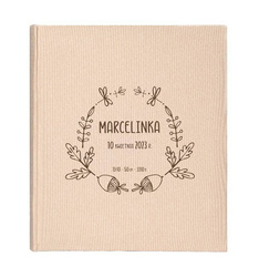 Album tradycyjny 100 stron białych Mustang Beige, personalizacja Imię Dziecka