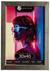 Ramka na zdjęcie 30x40 drewniana Alpina srebrna