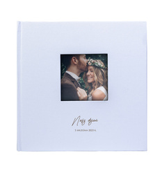 Album kieszeniowy na 200 zdjęć 10x15 Belize błękit z okienkiem, personalizacja Ślub