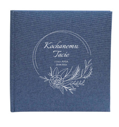 Album klasyczny Linen Blue 40 czarnych stron, personalizacja Dzień Taty