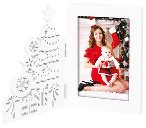 Ramka świąteczna na zdjęcie 10x15 biała choinka rozkładana