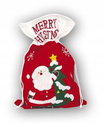 Worek świąteczny materiałowy czerwony na prezent