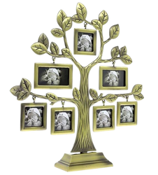 Ramka drzewko genealogiczne 7 zdjęć stare złoto