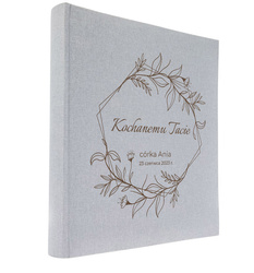 Album tradycyjny 60 stron ecru Linen Ash szary, personalizacja Dzień Taty