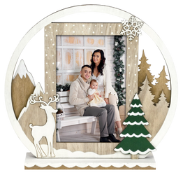 Ramka świąteczna na zdjęcie 10x15 okrąg z choinkami