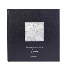 Album kieszeniowy z okienkiem na 200 zdjęć 10x15 Belize Black, personalizacja Komunia Św.